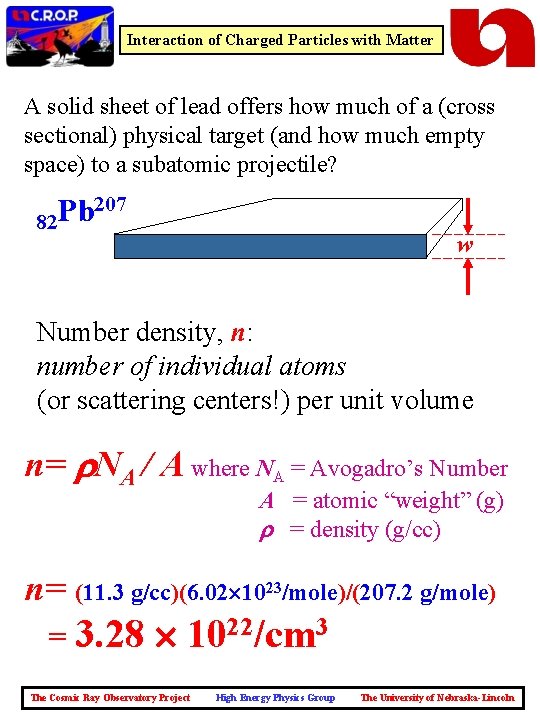 Interaction of Charged Particles with Matter A solid sheet of lead offers how much