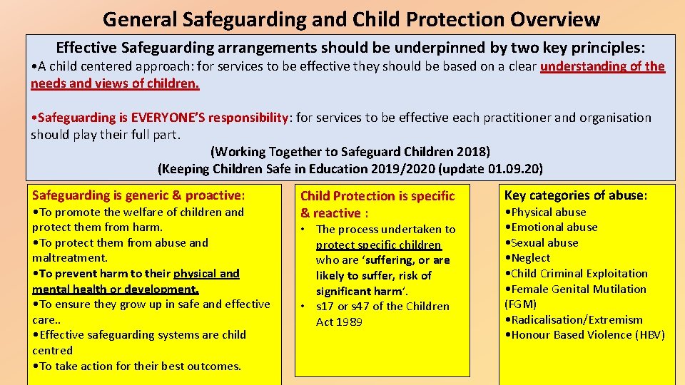 General Safeguarding and Child Protection Overview Effective Safeguarding arrangements should be underpinned by two General Safeguarding and Child Protection Overview Effective Safeguarding arrangements should be underpinned by two