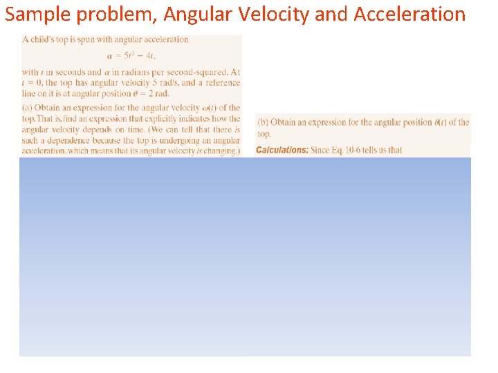 Sample problem, Angular Velocity and Acceleration 