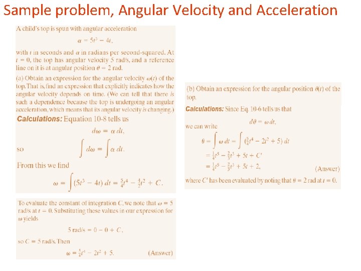 Sample problem, Angular Velocity and Acceleration 