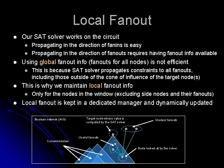 Local Fanout l Our SAT solver works on the circuit l l l Using