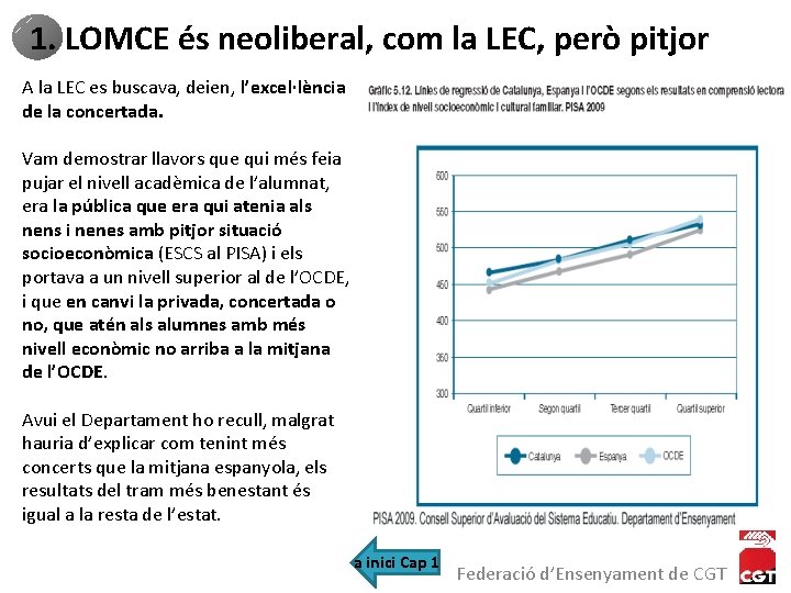 1. LOMCE és neoliberal, com la LEC, però pitjor A la LEC es buscava,