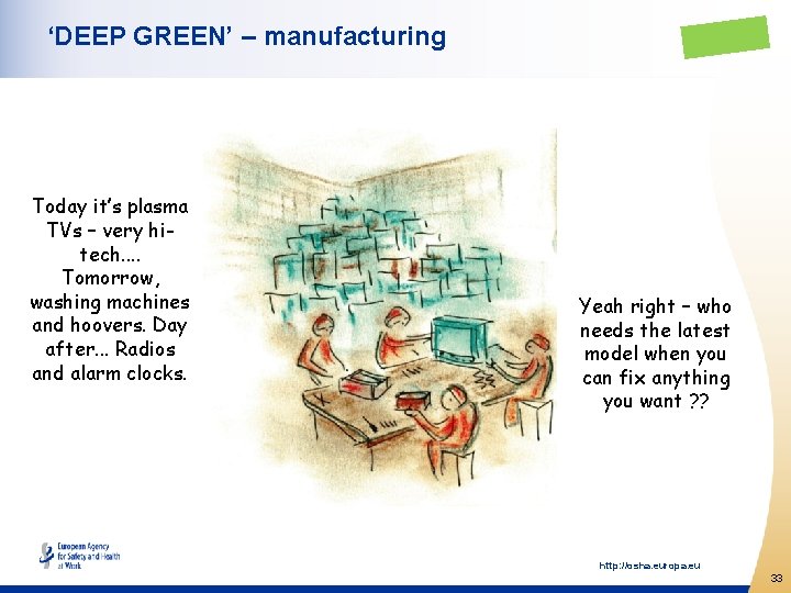 ‘DEEP GREEN’ – manufacturing Today it’s plasma TVs – very hitech. . Tomorrow, washing