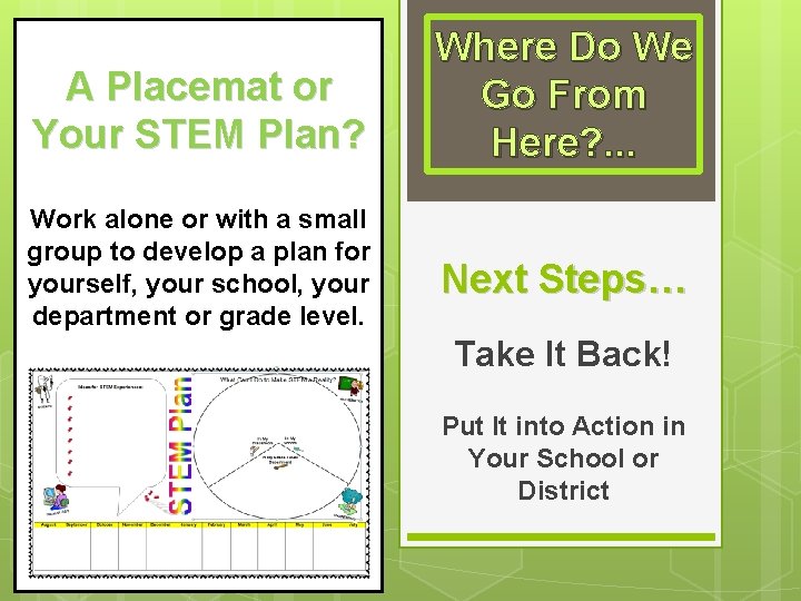 A Placemat or Your STEM Plan? Work alone or with a small group to