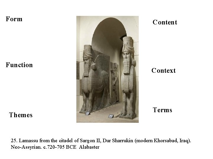 Form Function Themes Content Context Terms 25. Lamassu from the citadel of Sargon II,