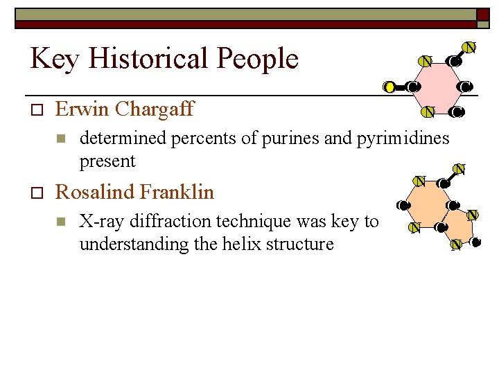 Key Historical People o Erwin Chargaff n o O C C N C determined