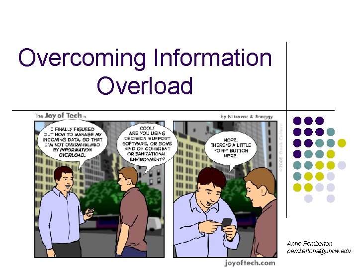 Overcoming Information Overload Anne Pemberton pembertona@uncw. edu 