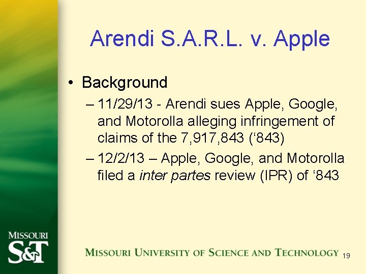 Arendi S. A. R. L. v. Apple • Background – 11/29/13 - Arendi sues