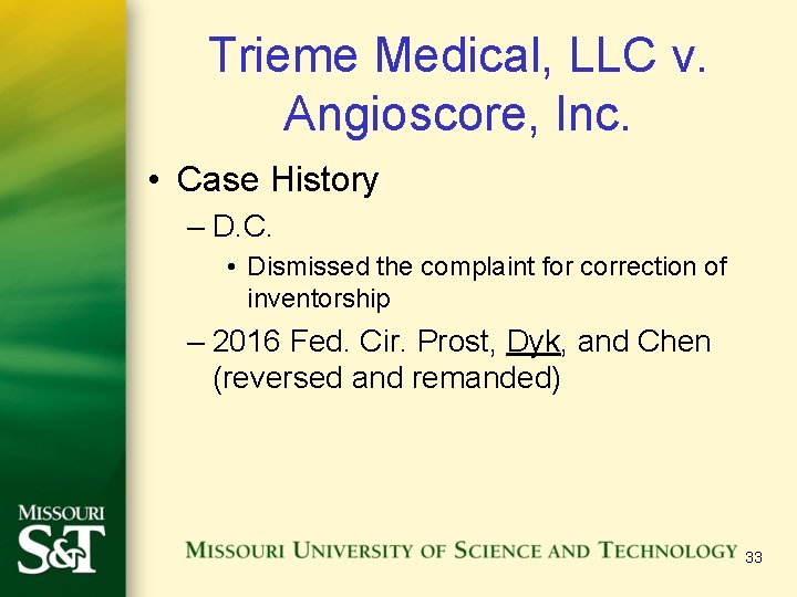 Trieme Medical, LLC v. Angioscore, Inc. • Case History – D. C. • Dismissed