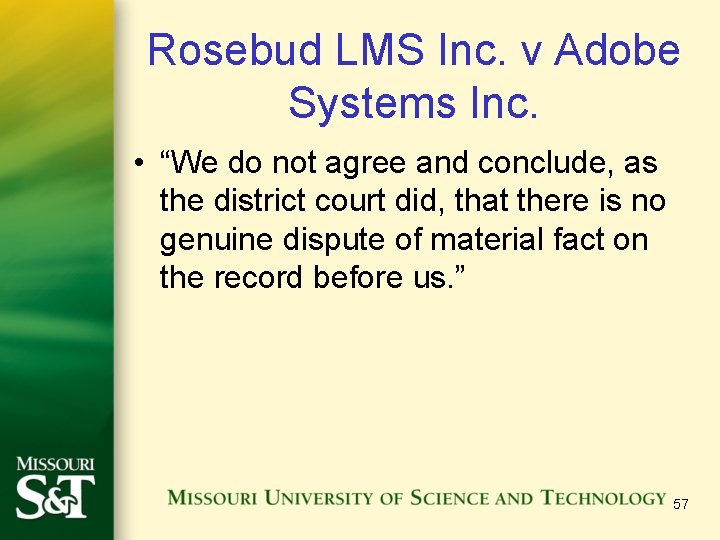 Rosebud LMS Inc. v Adobe Systems Inc. • “We do not agree and conclude,