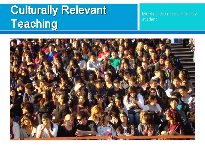 Culturally Relevant Teaching Meeting the needs of every student 