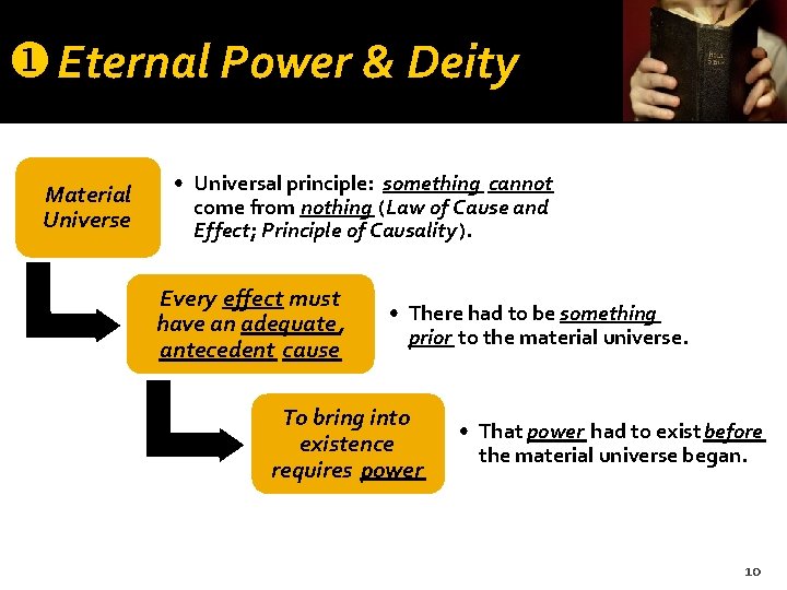 u Eternal Power & Deity Material Universe • Universal principle: something cannot come from
