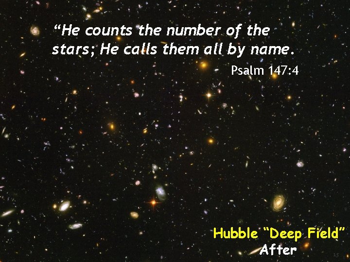 “He counts the number of the stars; He calls them all by name. Psalm