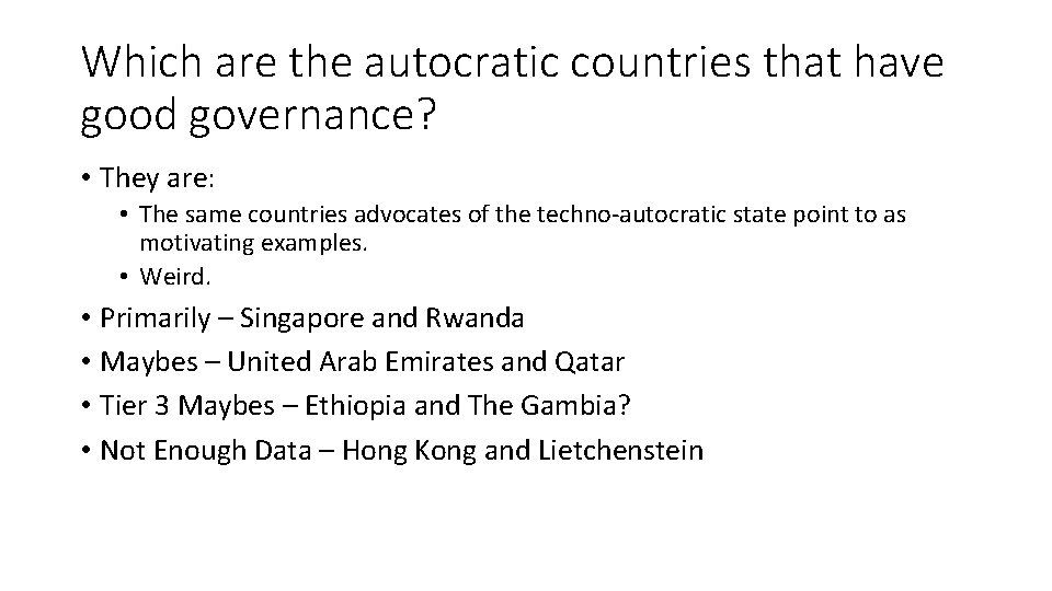 Governance and the Dimensions of Autocracy Ryan H