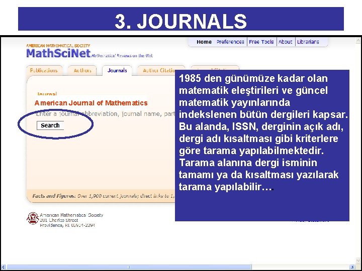 3. JOURNALS American Journal of Mathematics 1985 den günümüze kadar olan matematik eleştirileri ve