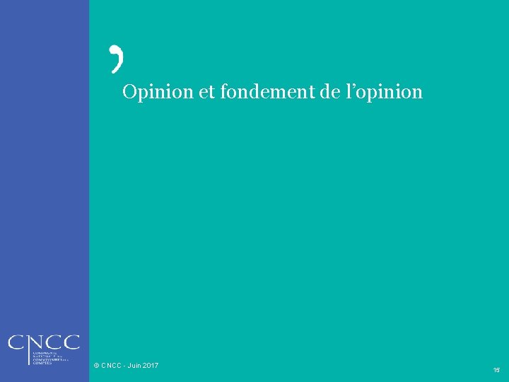 Opinion et fondement de l’opinion © CNCC - Juin 2017 15 
