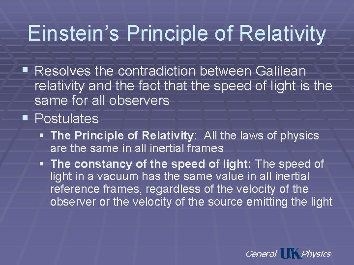 Einstein’s Principle of Relativity § Resolves the contradiction between Galilean relativity and the fact