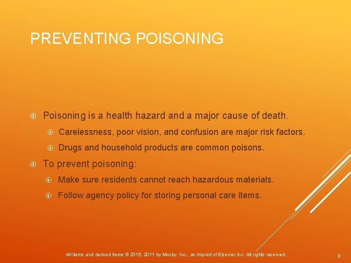 PREVENTING POISONING Poisoning is a health hazard and a major cause of death. Carelessness,