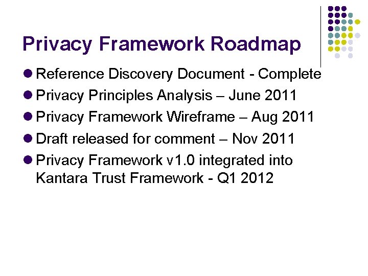 Privacy Framework Roadmap Reference Discovery Document - Complete Privacy Principles Analysis – June 2011