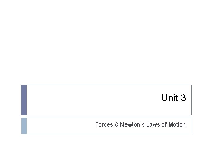 Unit 3 Forces & Newton’s Laws of Motion 