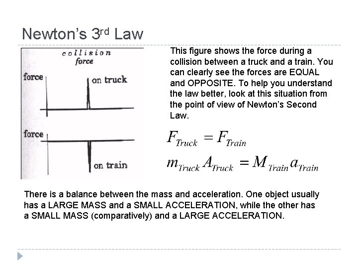 Newton’s 3 rd Law This figure shows the force during a collision between a