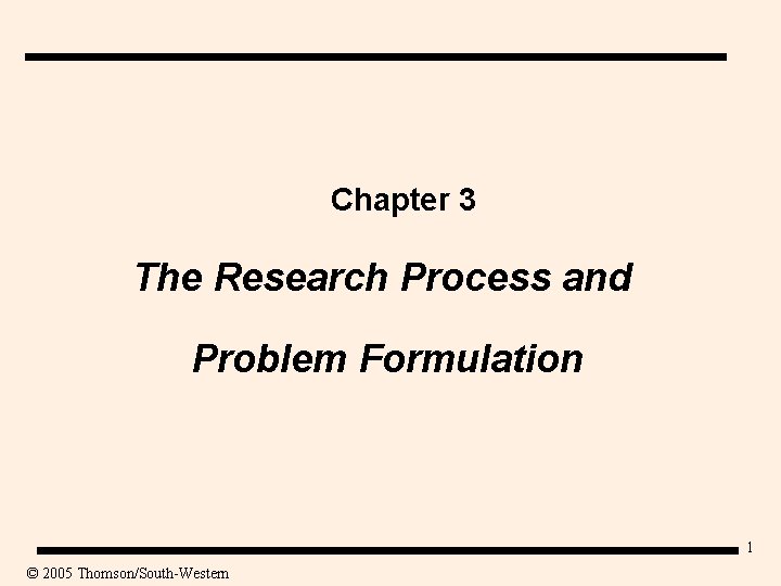 Chapter 3 The Research Process and Problem Formulation 1 © 2005 Thomson/South-Western 