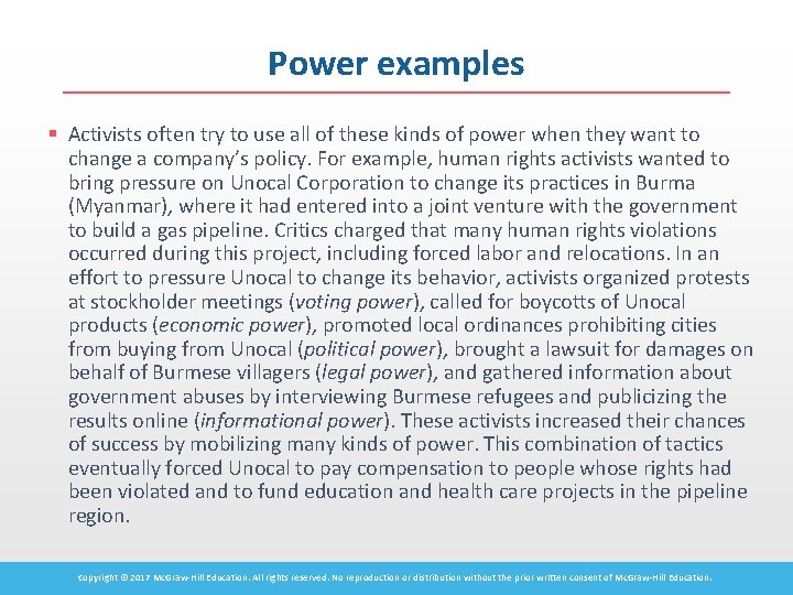 Power examples § Activists often try to use all of these kinds of power