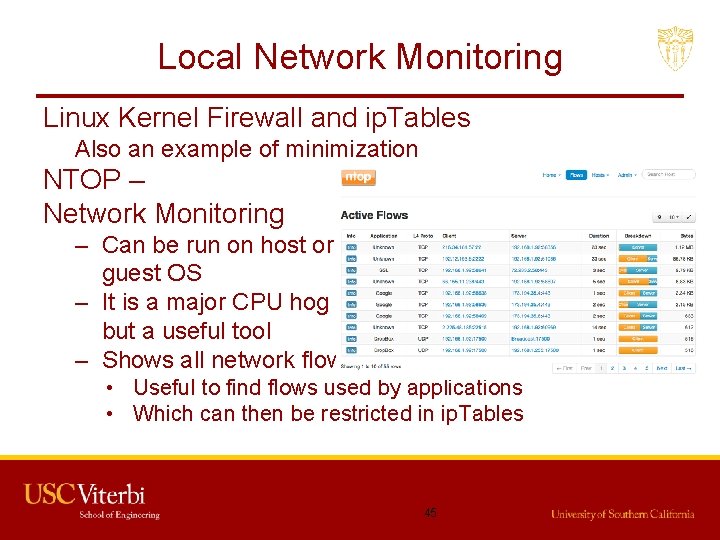 Local Network Monitoring Linux Kernel Firewall and ip. Tables Also an example of minimization