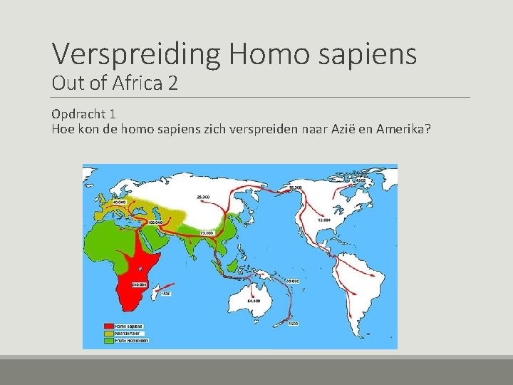 Verspreiding Homo sapiens Out of Africa 2 Opdracht 1 Hoe kon de homo sapiens