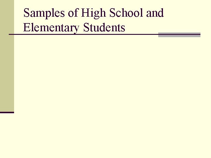 Samples of High School and Elementary Students 