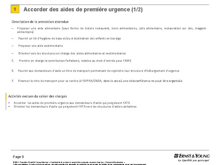 5 Accorder des aides de première urgence (1/2) Description de la prestation attendue – 5 Accorder des aides de première urgence (1/2) Description de la prestation attendue –