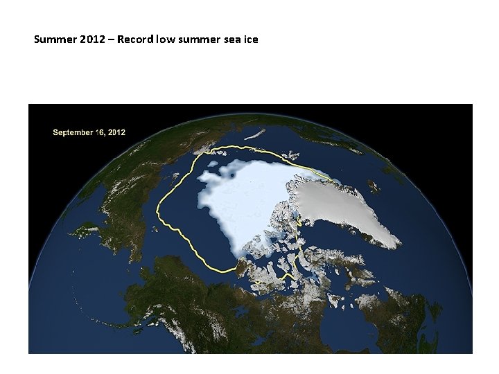 Summer 2012 – Record low summer sea ice Summer 2012 – Record low summer sea ice