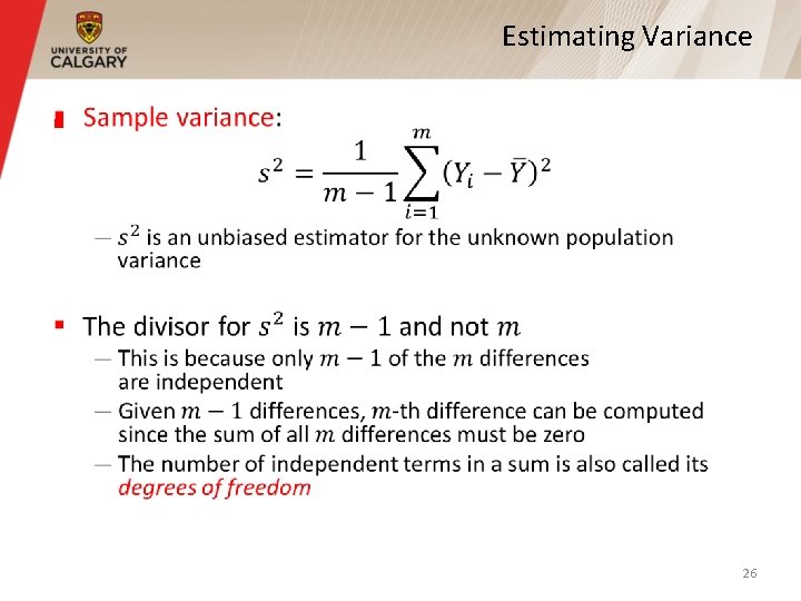 Estimating Variance § 26 