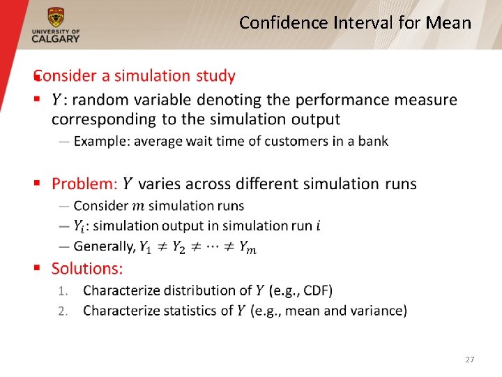 Confidence Interval for Mean § 27 