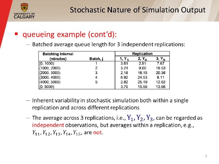 Stochastic Nature of Simulation Output § 7 