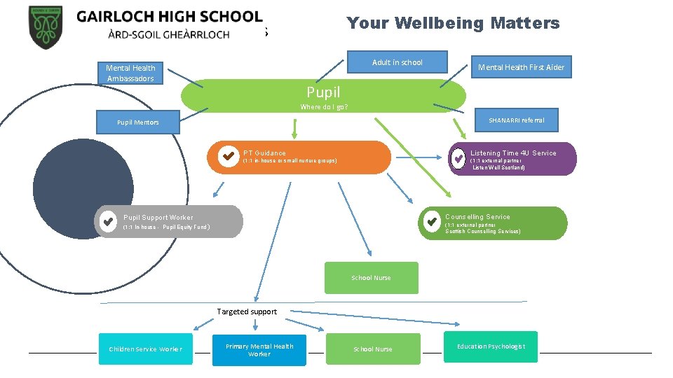 Your Wellbeing Matters Remote learning entitlements Adult in school Mental Health Ambassadors Mental Health