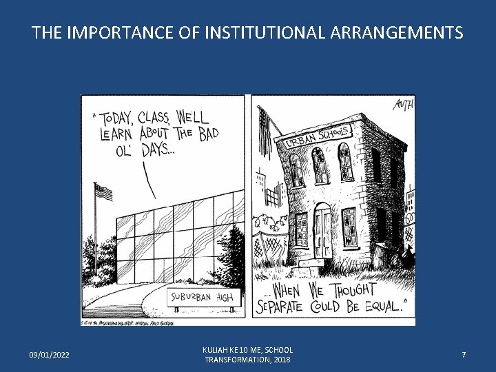 THE IMPORTANCE OF INSTITUTIONAL ARRANGEMENTS 09/01/2022 KULIAH KE 10 ME, SCHOOL TRANSFORMATION, 2018 7