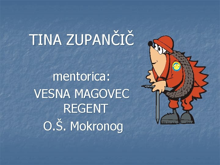 TINA ZUPANČIČ mentorica: VESNA MAGOVEC REGENT O. Š. Mokronog 