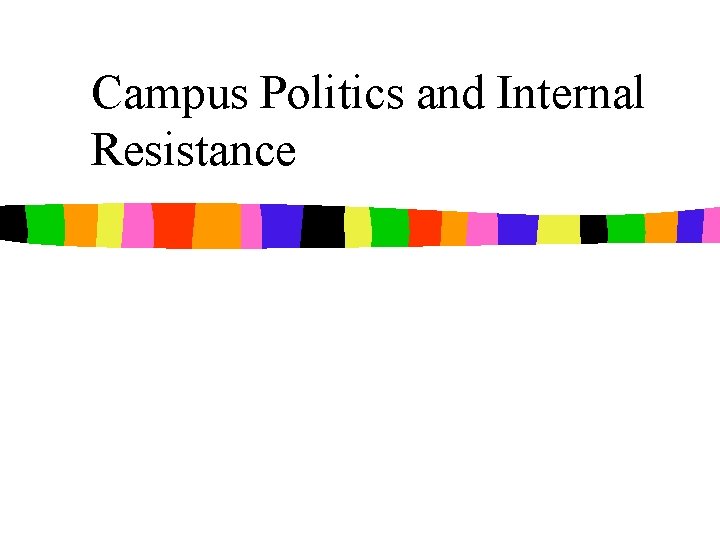 Campus Politics and Internal Resistance 