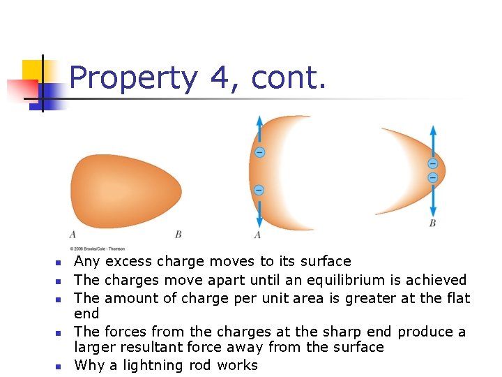 Property 4, cont. n n n Any excess charge moves to its surface The