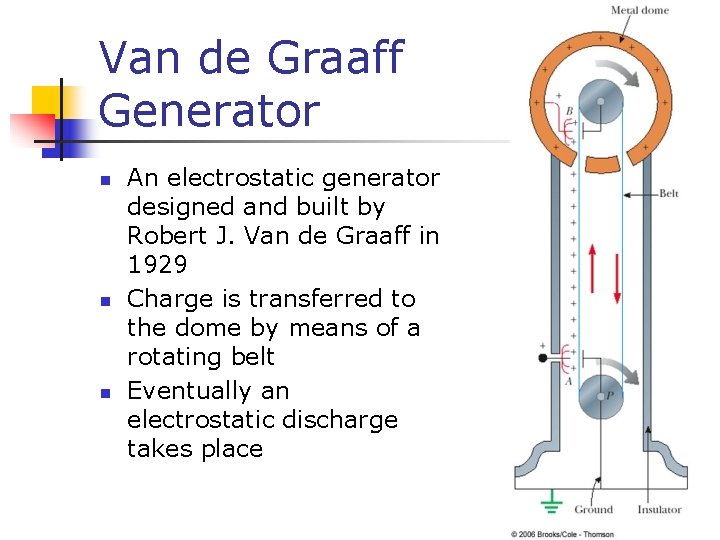Van de Graaff Generator n n n An electrostatic generator designed and built by