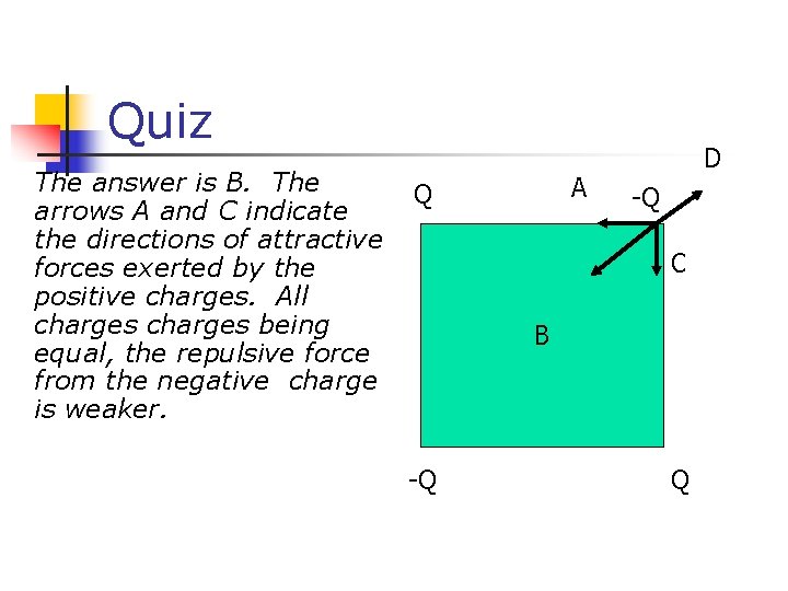 Quiz The answer is B. The arrows A and C indicate the directions of