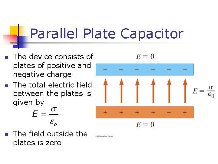 Parallel Plate Capacitor n n n The device consists of plates of positive and