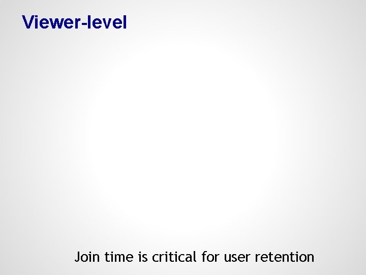 Viewer-level Join time is critical for user retention 