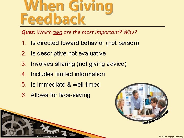 When Giving Feedback Ques: Which two are the most important? Why? 1. Is directed