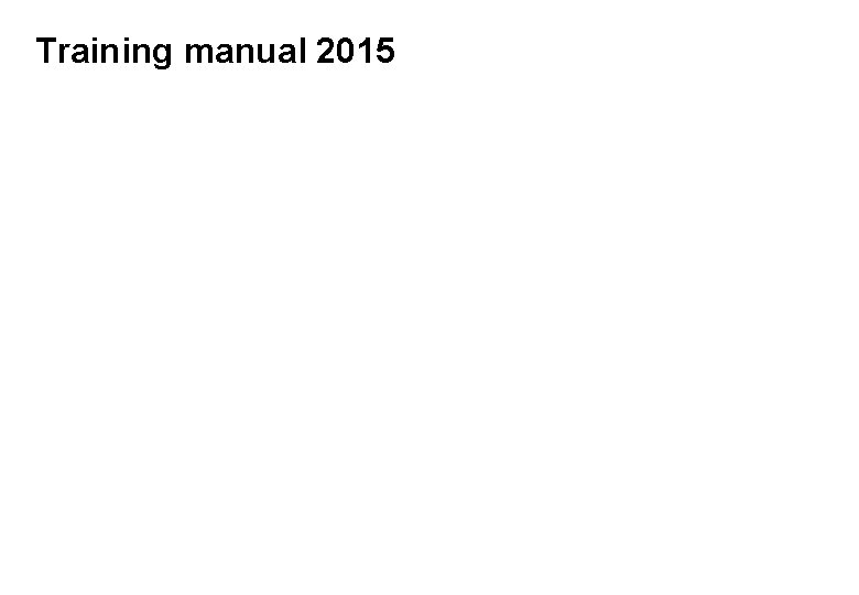 Training manual 2015 