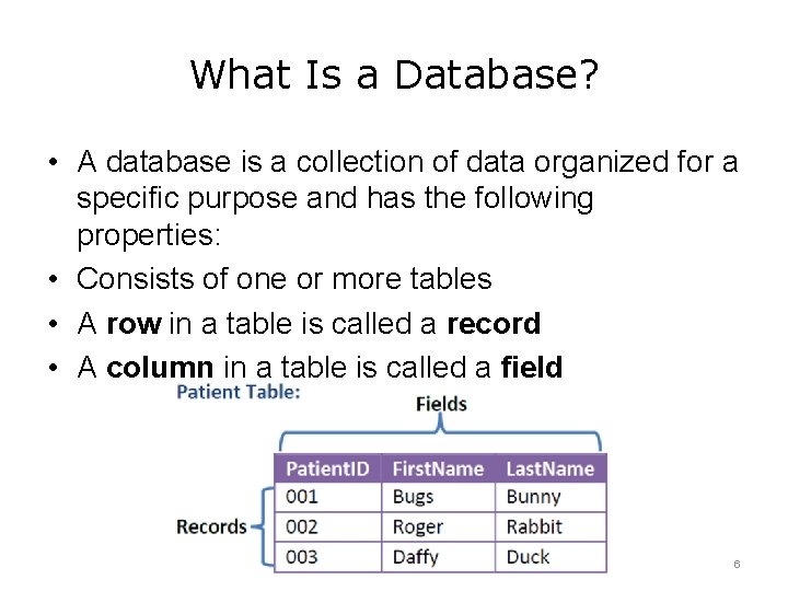 What Is a Database? • A database is a collection of data organized for