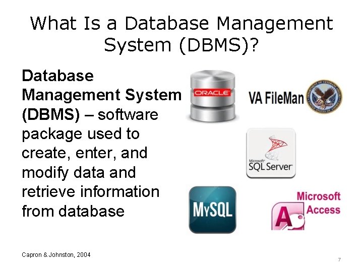 What Is a Database Management System (DBMS)? Database Management System (DBMS) – software package