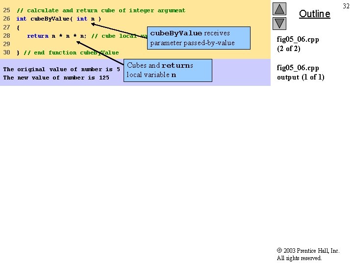 25 26 27 28 29 30 // calculate and return cube of integer argument