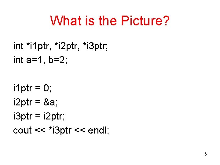 What is the Picture? int *i 1 ptr, *i 2 ptr, *i 3 ptr;